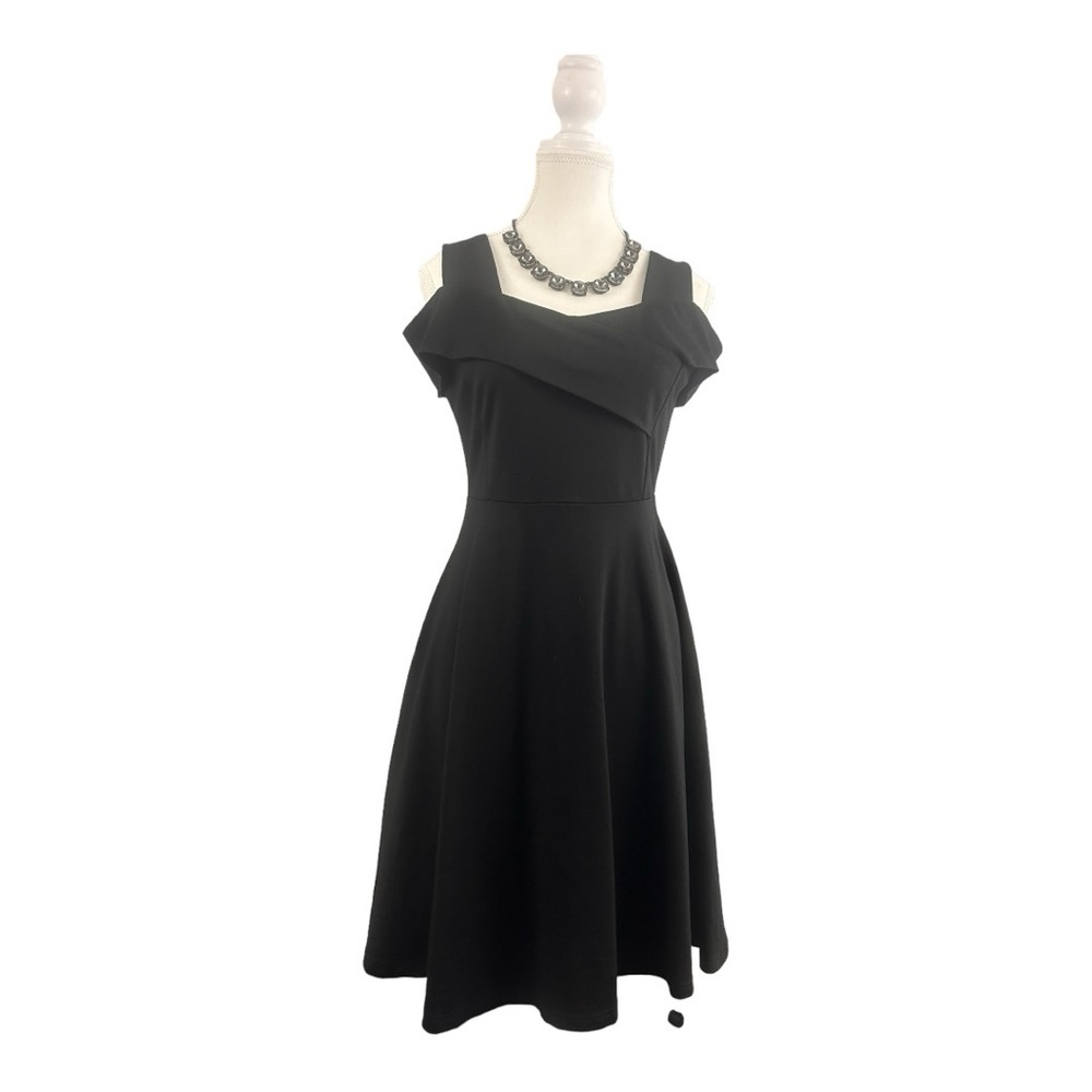 Bodycon Dress Cold Shoulder Cross Front Black Size L